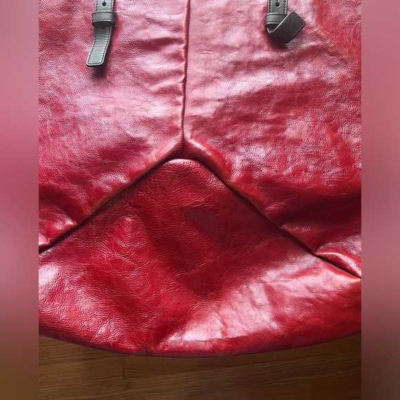 VINTAGE Yves Saint Laurent Red Leather Hand Bag with Silver-Toned Hardware - Picture 16 of 16